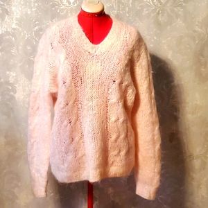 Handmade mohair cable knit sweater